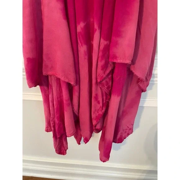 Art Collection Size S/M Pink TIe Dye Boho Fairy Corset Dress Layered Asym Hem - Picture 10 of 11